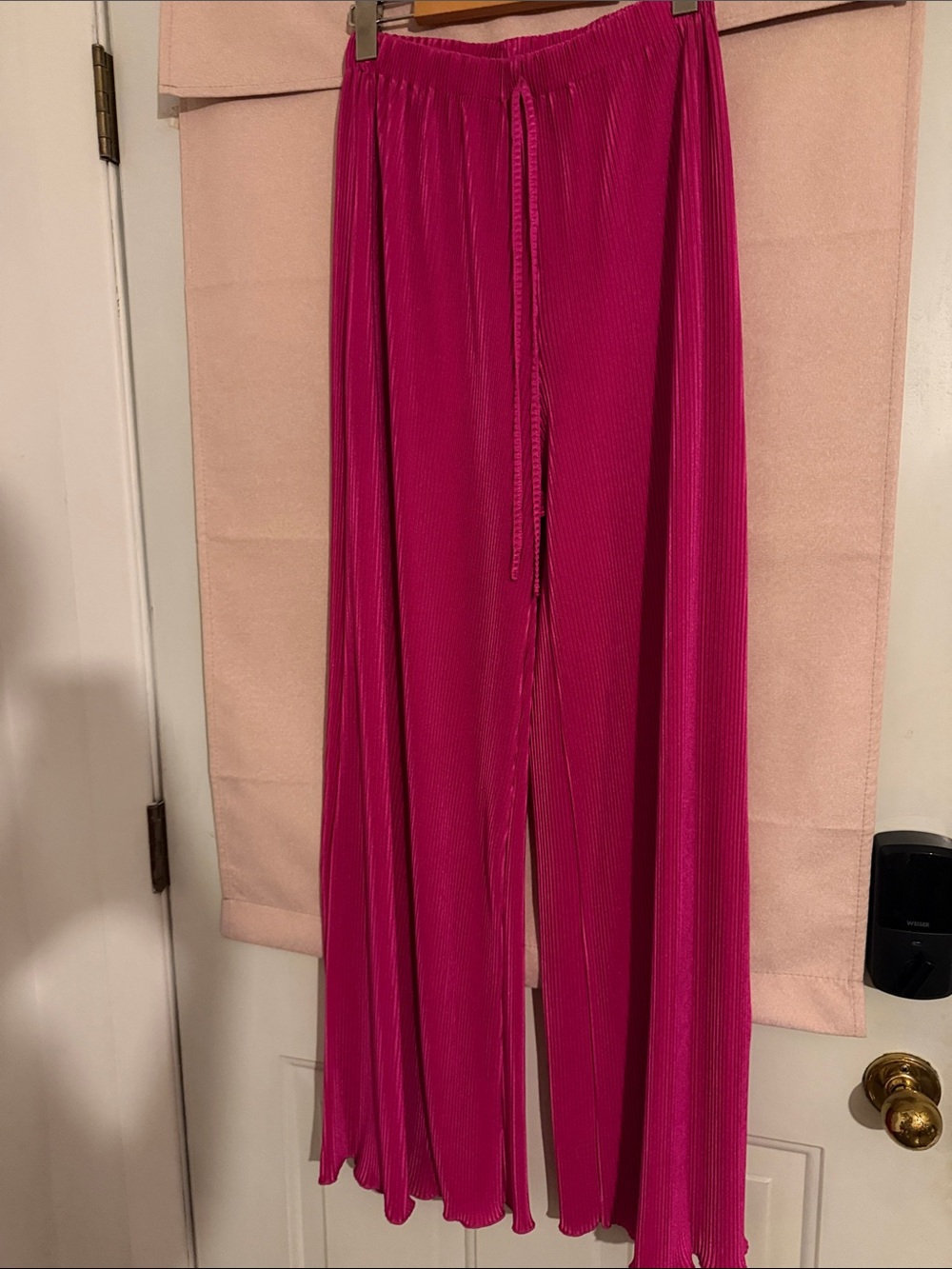 Women’s Fuchsia Wide-Leg Pleated Pants